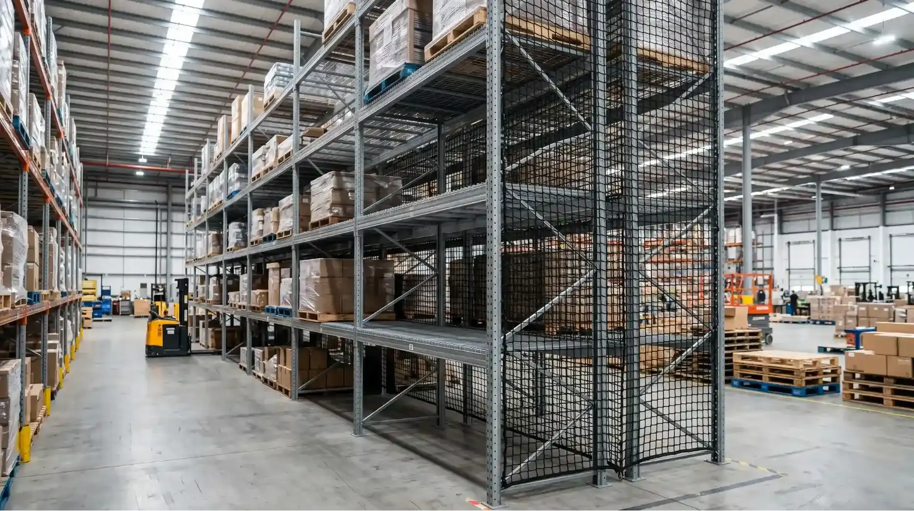 Safety netting dan back mesh untuk sistem rak industrial