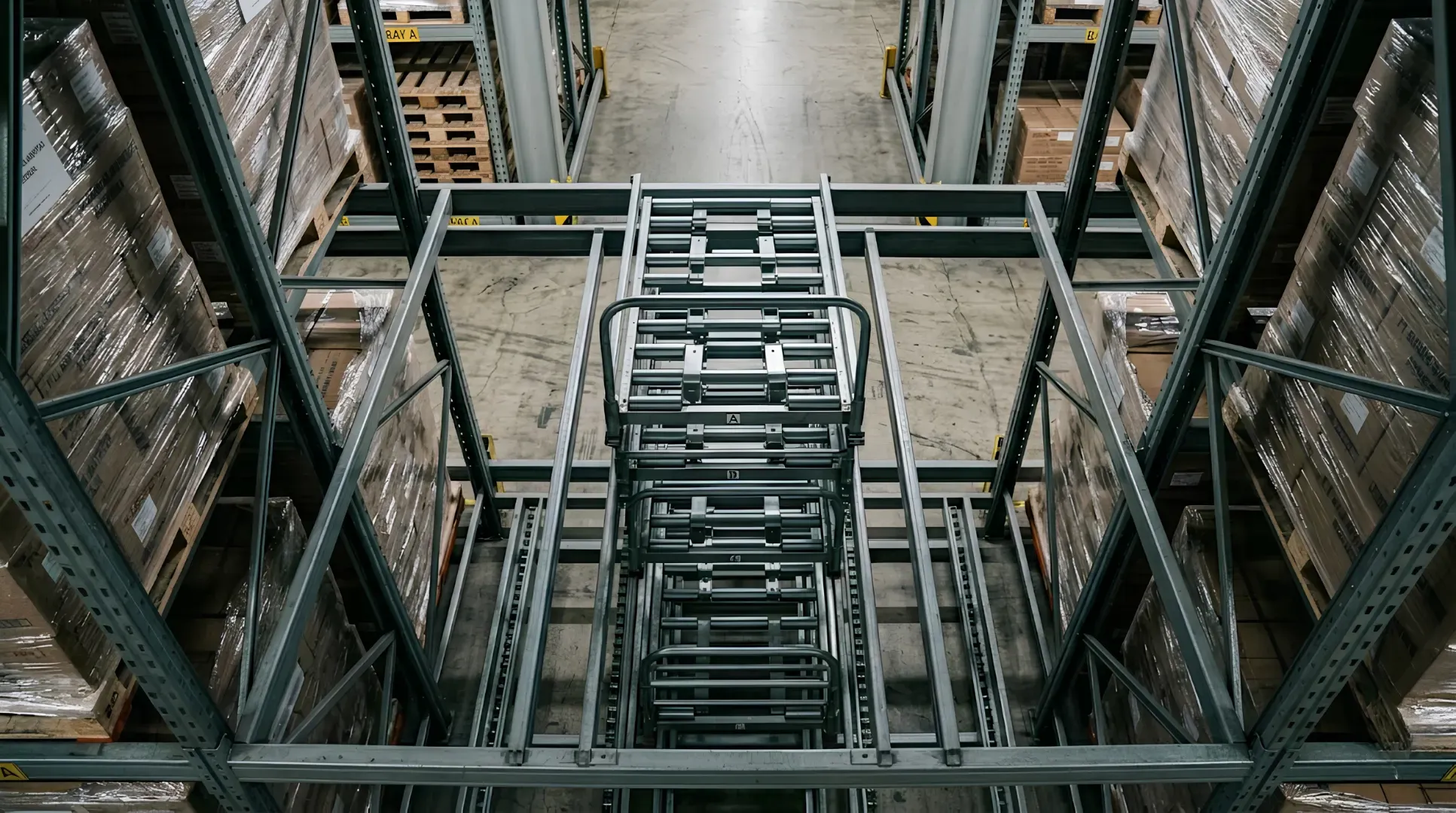 Push back rack nested cart system installation